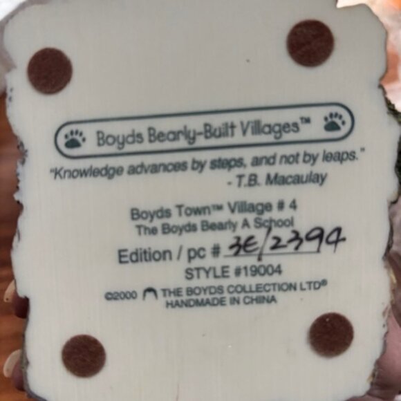 Boyds Bearly-Built Villages #4 The Boyds Barely A School 2000 Vintage #36 of 239 - Picture 3 of 16